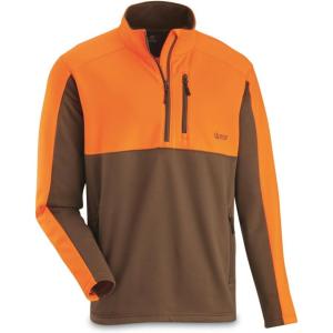 Guide Gear Men’s Upland Quarter-Zip Fleece Pullover; Fall Season Hunting Jacket(Branch/Blaze)