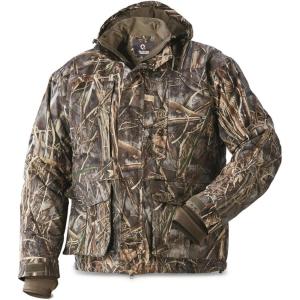Guide Gear Men’s Waterfowl Hunting Camo Jacket Waterproof and Insulated Mossy Oak(Rt Max 7)