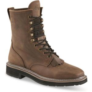 Guide Gear Men’s Western Work 2.0 Lace-up Work Boots; Leather Uppers, Rubber Sole Shoes(Distressed Brown)