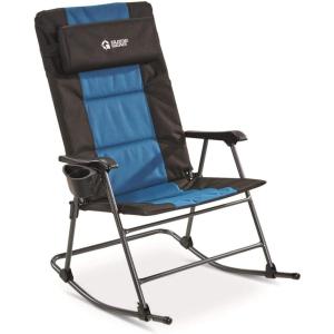 Guide Gear Oversized Rocking Camp Chair, Portable, Outdoor, Folding, 500 Pound Capacity Blue/Black(Blue/Black)