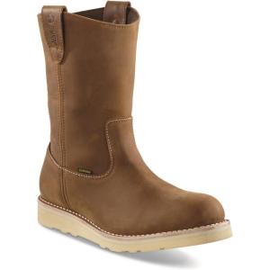 Guide Gear Wedge 10” Waterproof Wellington Work Boots for Men, Mid-High, Leather Shoes, Moisture-Wicking Lining(Brown)