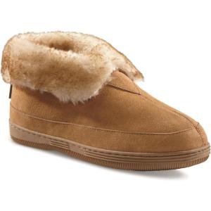 Guide Gear Women’s Suede Wool Roll Bootie Slippers, Warm Cozy Furry Indoor Outdoor Ladies House Shoe(Cinnamon)
