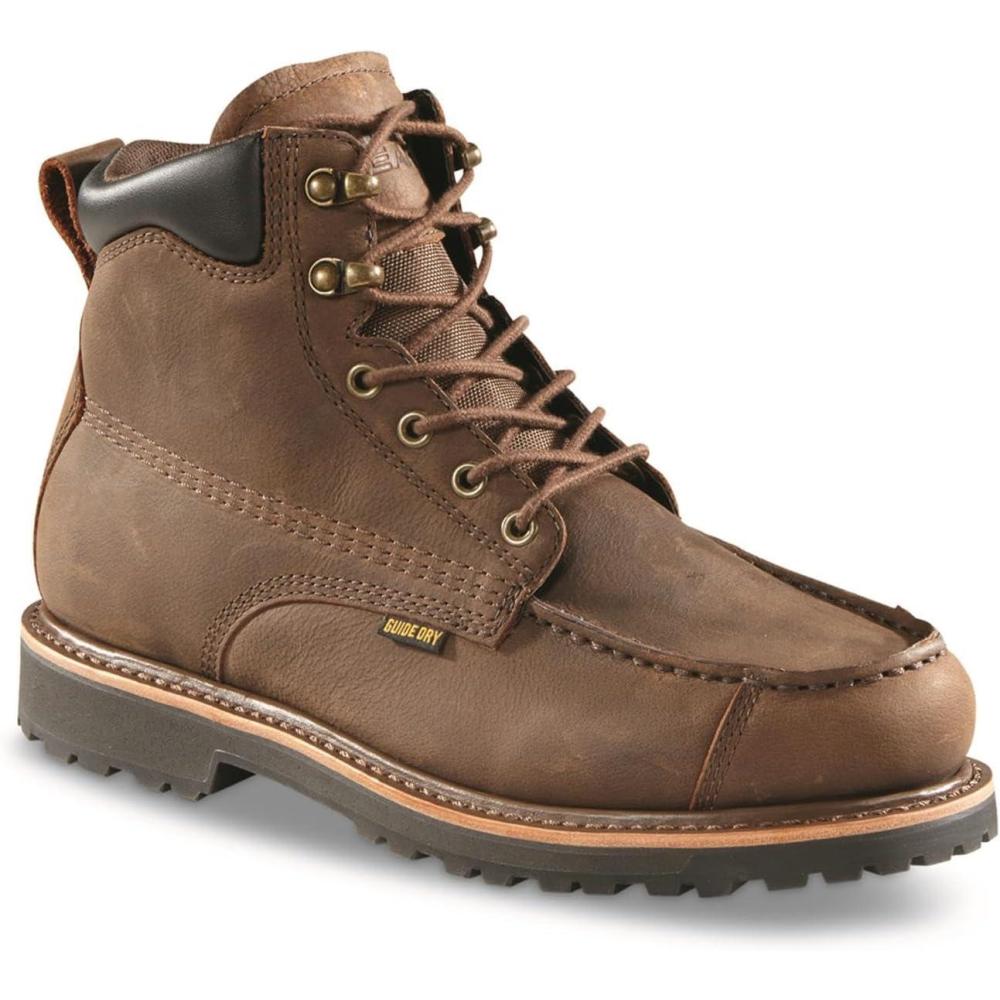 image:imageGuide Gear Rugged Timber Mens Chukka Boots Waterproof Leather Work Shoes Moisture Wicking Insoles PullOn Ankle BootCanteen Brown