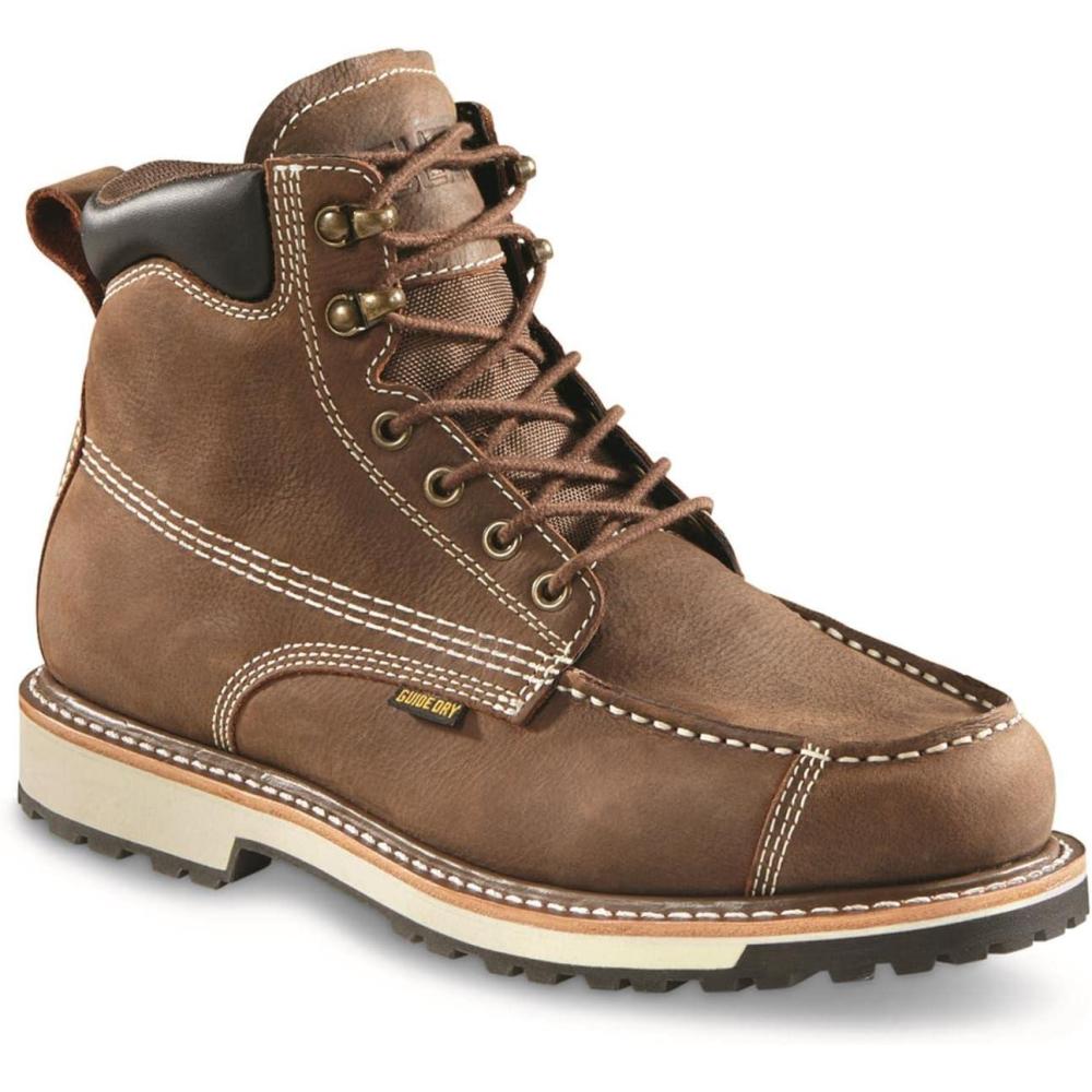 image:imageGuide Gear Rugged Timber Mens Chukka Boots Waterproof Leather Work Shoes Moisture Wicking Insoles PullOn Ankle BootCanteen BrownSand
