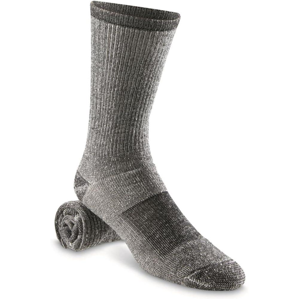 image:imageHUNTRITE Mens Crew Socks Merino Wool Blend Moisture Wicking Long Calf MidHigh Socks 6 PairsBlack