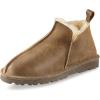 Guide Gear Double-Face Shearling Mens Boot Slippers, Leather, Fur-Lined, Warm, Lounge Booties, Bedroom House Shoes, Indoor and Outdoor(Brown Bomber)