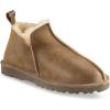 Guide Gear Double-Face Shearling Mens Boot Slippers, Leather, Fur-Lined, Warm, Lounge Booties, Bedroom House Shoes, Indoor and Outdoor(Brown Bomber)