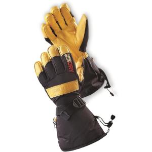 Guide Gear Men’s Leather Winter Gloves Insulated, Waterproof for Snowmobile, Snowboard, Skiing Black w/Tan Palm Medium