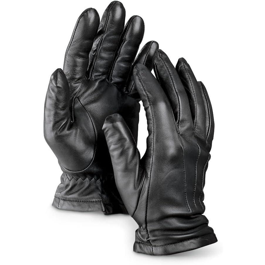 image:imageGuide Gear Mens Black Leather Gloves Cashmere Lined Lamb Leather Winter Gloves Driving Gloves for Men
