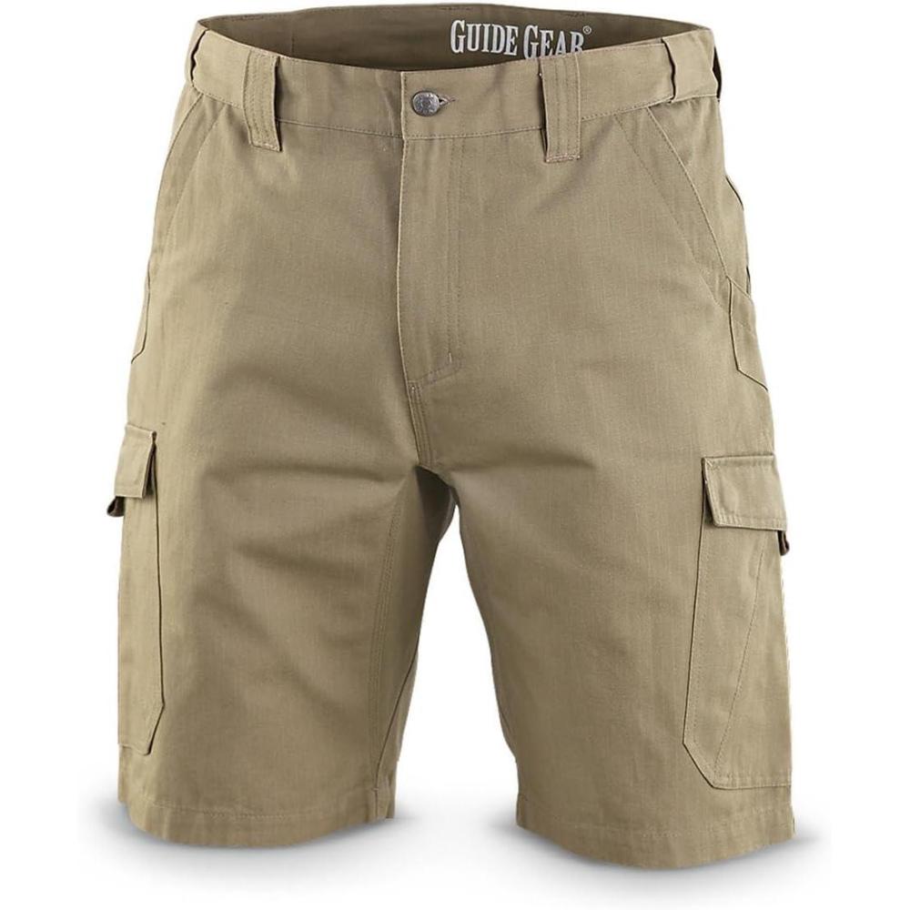 image:imageGuide Gear Mens Cargo Shorts Heavy Duty Cotton Ripstop  for Casual Hiking SummerKhaki
