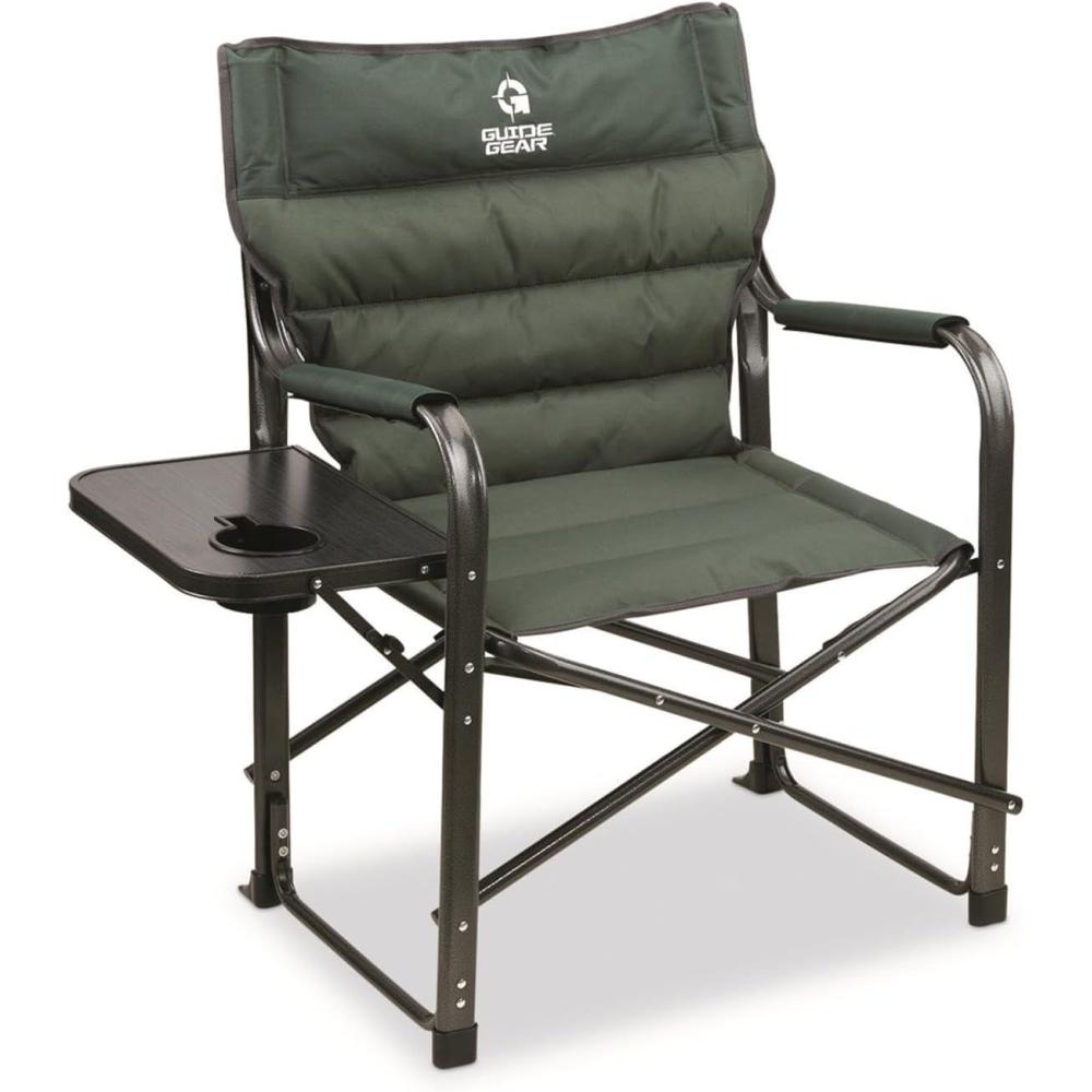 image:imageGuide Gear XL Comfort Padded Directors Camp Chair 400lb Capacity for Camping Fishing or by The Beach and Swimming Pool GreenGreen
