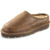 Guide Gear Double-Face Shearling Mens Clog Slippers, Leather, Fur-Lined, Warm, Slip-On, Open Back Lounge Slide Shoes, Bedroom House Slippers, Indoor and Outdoor(Brown Bomber)
