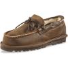 Guide Gear Double-Face Shearling Mens Moccasin Slippers, Leather, Fur-Lined Warm, Slip-On, Pull-On Lounge Shoes, Bedroom House Slippers, Indoor and Outdoor(Brown Bomber)
