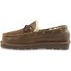 Guide Gear Double-Face Shearling Mens Moccasin Slippers, Leather, Fur-Lined Warm, Slip-On, Pull-On Lounge Shoes, Bedroom House Slippers, Indoor and Outdoor(Brown Bomber)