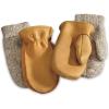 Guide Gear Men’s Waterproof Genuine Deerskin Leather Mittens Lined with Wool Liner Mitts, Windproof for Wood Chopping(Light Brown)