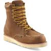 Guide Gear 8” Wedge Moc Toe Waterproof Work Boots for Men, Leather Construction Mid-High Shoes, Moisture-Wicking Lining(Brown)