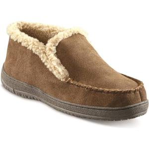 Guide Gear Burly II Men’s Fuzzy Warm Cozy Moccasin Slippers Indoor Outdoor Bedroom House Shoes(Sage)