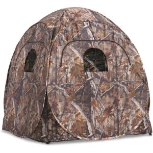 Guide Gear HuntRite Deluxe 4-Panel Spring Steel Hunting Blind; 2 Person Ground Tent for Deer and Turkey Season(Camo)