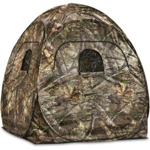 Guide Gear HuntRite Deluxe 4-Panel Spring Steel Hunting Blind; 2 Person Ground Tent for Deer and Turkey Season(Realtree APX)