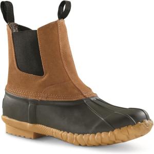 Guide Gear Men’s Pull On Insulated Leather Duck Boots Waterproof Rain Shoes, 400 Gram(Tan)