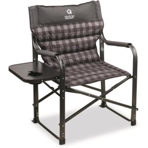 Guide Gear XL Comfort Padded Director’s Camp Chair; 400-lb. Capacity, for Camping, Fishing or by The Beach and Swimming Pool Green(Gray Plaid)
