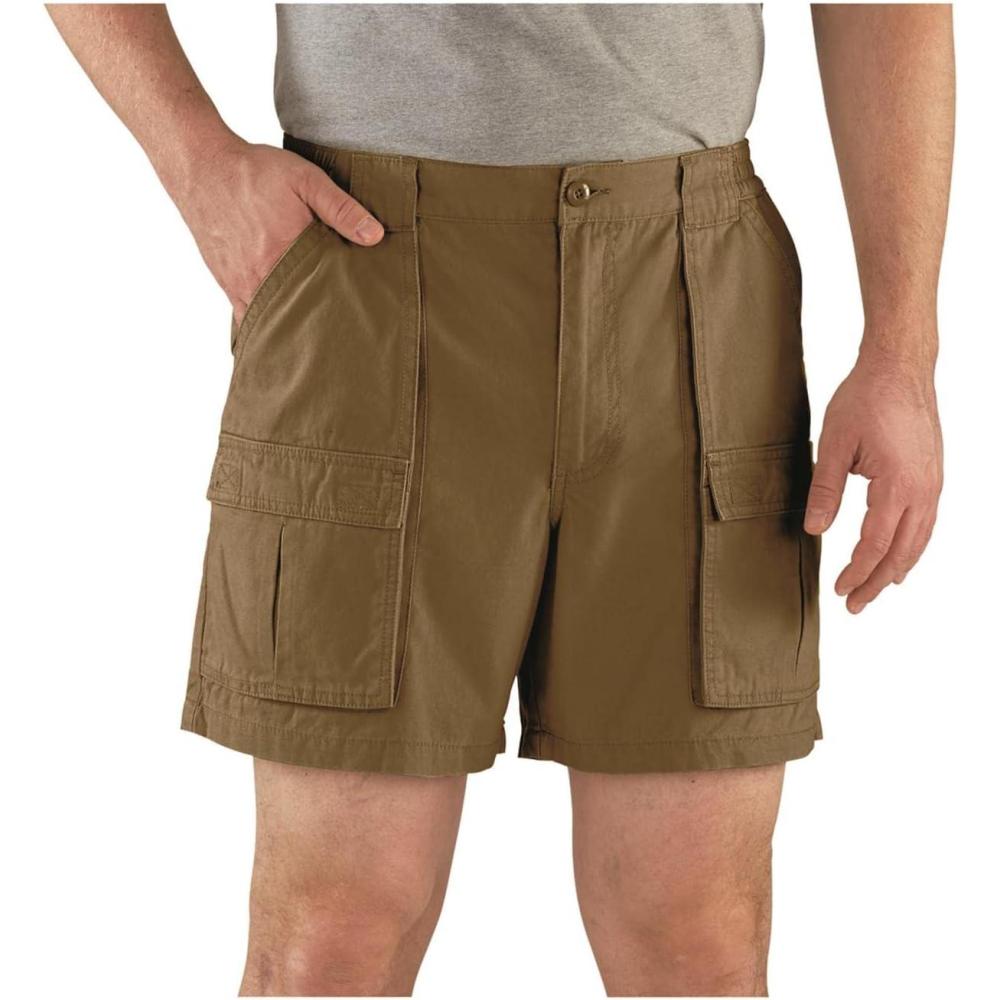 image:imageGuide Gear Cargo Shorts for Men Wakota  Casual and Cotton 6 Inch Inseam Shorts British Khaki 38