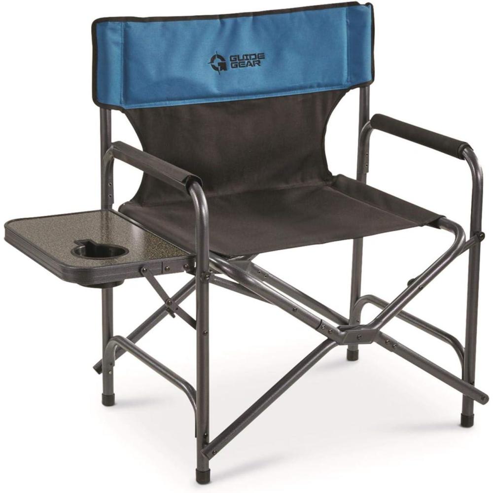 image:imageGuide Gear Directors Camp Chair Oversized Portable Folding 500lb Capacity BlueBlack
