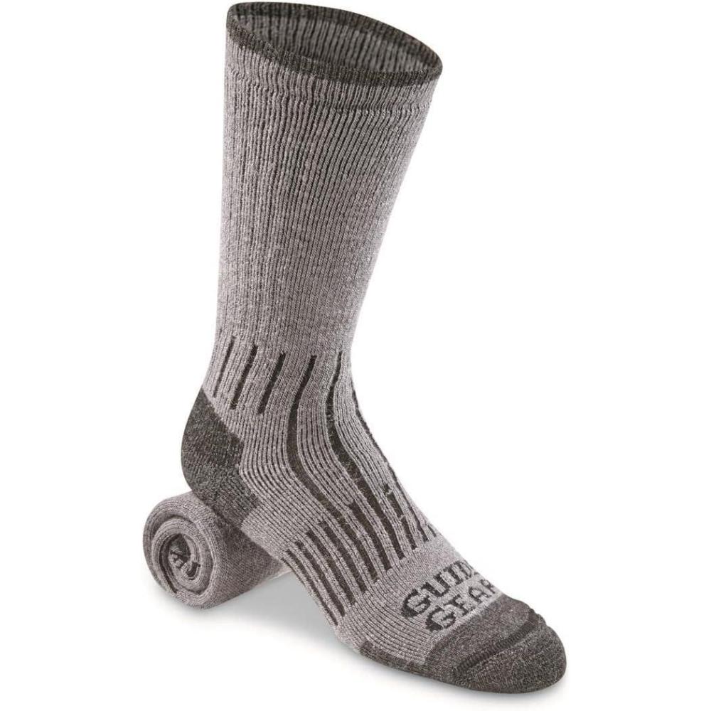 image:imageGuide Gear Lifetime Midweight Performance Crew Socks for Men and Women Outdoor Hiking Running Walking Trekking Sports Charcoal LARGE