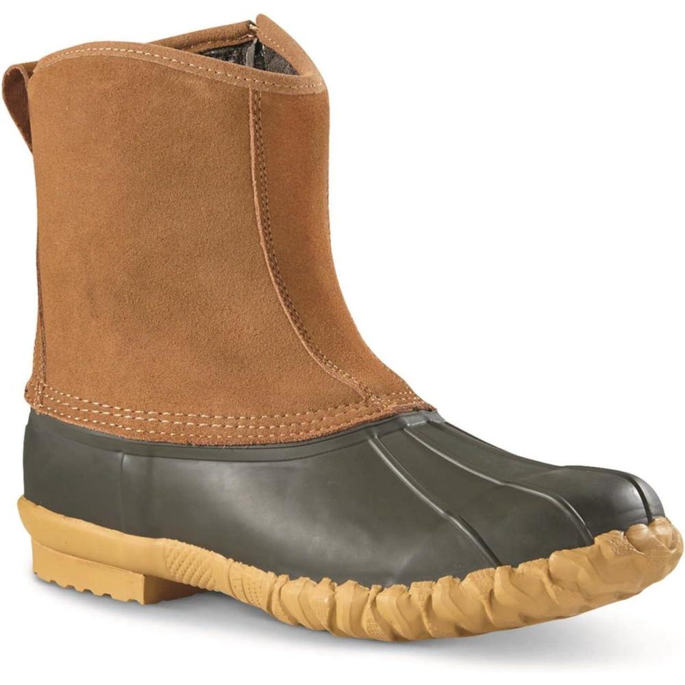 image:imageGuide Gear Mens Side Zip Insulated Leather Duck Boots Winter Boots for Men Waterproof Rain Shoes 400 Gram Tan 8D Medium