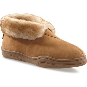 Guide Gear Men’s Bootie Slippers, Suede Soft Cushioned Bedroom House Shoes with Rubber Sole and Wool Blend Lining for Indoor Outdoor Use Chestnut 9D (Medium)