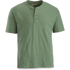 Guide Gear Men’s Henley Short Sleeve Tee Shirt; for Casual Outdoor Activities Ivy Green XL Tall