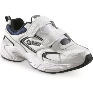 Guide Gear Walking Shoes for Men Hook and Loop, Comfortable Shoes for Work, Casual, Working White/Navy 13 4E (2xExtraWide)