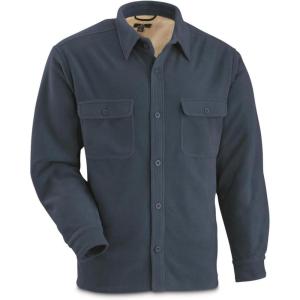 Guide Gear Solid Sherpa Lined Fleece CPO Long Sleeve Shirt Jacket; for Work, Hunting or Casual Wear for Men Harbor Blue MEDIUM
