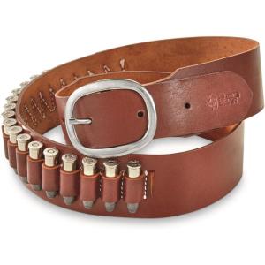 Guide Gear 20 Loop Cartridge Belt Slide for Men, Leather, Western-Style, .38 Special/.357 Magnum(Brown)