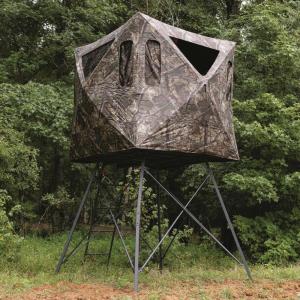 Guide Gear 6′ Quad Pod Hunting Tower Blind, 2-3 Man Stand Elevated, Hunting Gear Equipment Accessories, 6×6′(Realtree APX)