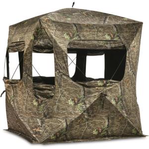 Guide Gear Field General 4-Star Hunting Ground Blind with Snow Support Pole, 1 Man Person Tent, Turkey, Duck, Deer Hunting Gear Equipment Accessories(Mossy Oak Country Roots)