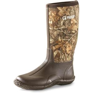 Guide Gear Women’s High Bogger Waterproof Rubber Hunting Work Rain Boots 16”, 5mm Neoprene Top(Realtree Apx)