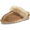 Guide Gear Double-Face Shearling Womens Scuff Slippers, Leather, Fur-Lined, Warm, Slip-On, Open Back Lounge Slide Shoes, Bedroom House Slippers, Indoor and Outdoor(Wicker)