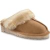 Guide Gear Double-Face Shearling Womens Scuff Slippers, Leather, Fur-Lined, Warm, Slip-On, Open Back Lounge Slide Shoes, Bedroom House Slippers, Indoor and Outdoor(Wicker)
